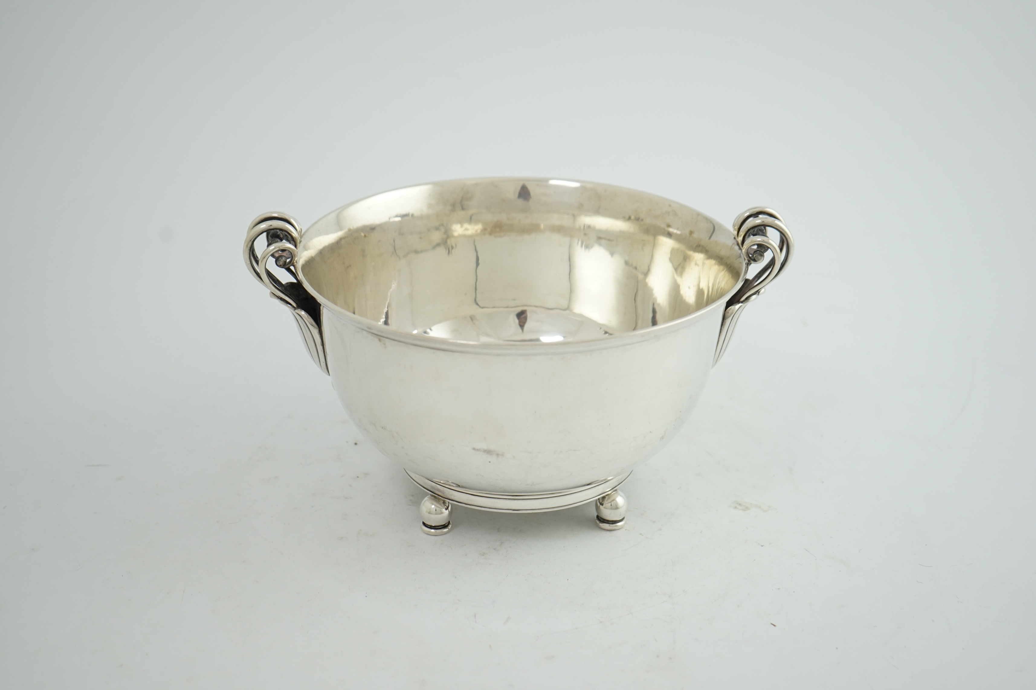 A stylish 1930's Danish silver two handled fruit bowl, by Matthiasen